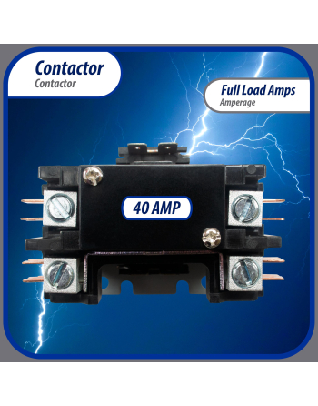 Appli Parts APAC-1S4024 Heavy Duty 1 Pole with Shunt Contactor 40 Amp 24 Volt Coil Replacement for ac Compressor and Electrical Applications UL 476929 