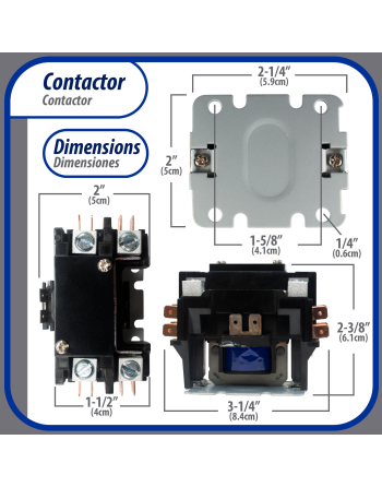 Appli Parts APAC-1S4024 Heavy Duty 1 Pole with Shunt Contactor 40 Amp 24 Volt Coil Replacement for ac Compressor and Electrical Applications UL 476929 