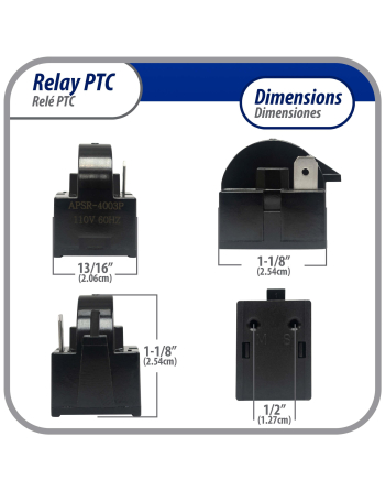Appli Parts mini fridge relay switch 1 pin 4.7 Ohm 110V Universal PTC Start relay replacement part for multiple brands of refrigerators wine cooler APSR-4003P
