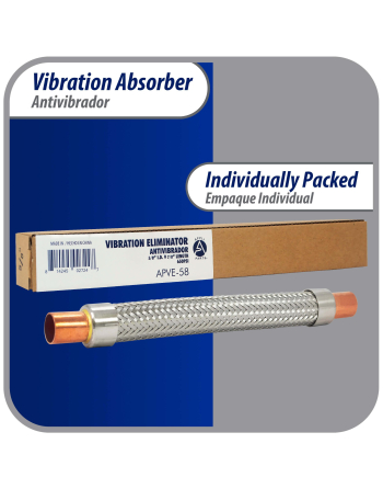 Appli Parts Vibration Absorber eliminator with 5/8 in sweat connections 9-3/4 in Long 450psi max working and 3,265psi burst pressure APVE-58