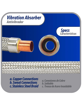 Appli Parts Vibration Absorber eliminator with 5/8 in sweat connections 9-3/4 in Long 450psi max working and 3,265psi burst pressure APVE-58