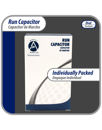 Appli Parts Run Capacitor for ac 5 Mfd uF (microfarads) 370 VAC or 450 VAC CBB65 Oval Universal fit for hvac and other applications 2-3/4in H 1-3/8in W 2-1/8in L CON-5-450-O