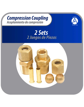 Appli Parts Brass 1/4 inch Compression Fitting reduction coupling for in line water filter with Male 3/8 inch NPT connection for Copper or PVC tubing APWF-100BC