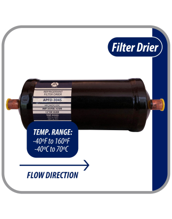 Appli Parts liquid line refrigerant ac filter dryer hvac refrigeration 304S 1/2 in ODF Sweat connection universal unidirectional 10-1/2 in long 3-1/4 in wide APFD-304S

