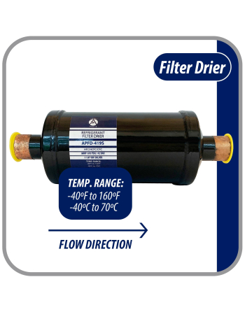 Appli Parts liquid line refrigerant ac filter dryer hvac refrigeration 419S 1-1/8 in ODF Sweat connection universal unidirectional 10-1/2 in long 3-3/4 in wide APFD-419S
