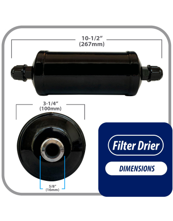 Appli Parts liquid line refrigerant ac filter dryer hvac refrigeration 305 5/8 in SAE Flare connection universal unidirectional 10-1/2 in long 3-1/4 in wide APFD-305

