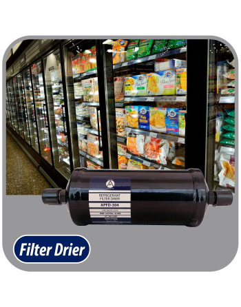 Appli Parts liquid line refrigerant ac filter dryer hvac refrigeration 304 1/2 in SAE Flare connection universal unidirectional 10-1/2 in long 3-1/4 in wide APFD-304
