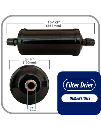 Appli Parts liquid line refrigerant ac filter dryer hvac refrigeration 304 1/2 in SAE Flare connection universal unidirectional 10-1/2 in long 3-1/4 in wide APFD-304
