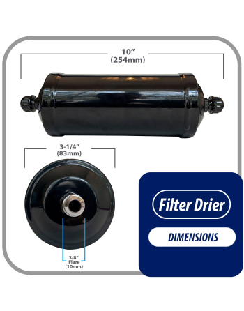 Appli Parts liquid line refrigerant ac filter dryer hvac refrigeration 303 3/8 in SAE Flare connection universal unidirectional 10-1/2 in long 3-1/4 in wide APFD-303

