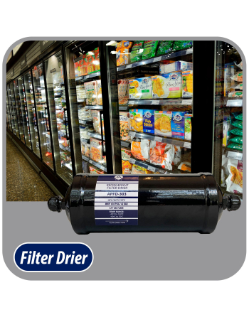 Appli Parts liquid line refrigerant ac filter dryer hvac refrigeration 303 3/8 in SAE Flare connection universal unidirectional 10-1/2 in long 3-1/4 in wide APFD-303

