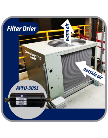 Appli Parts liquid line refrigerant ac filter dryer hvac refrigeration 305S 5/8 in ODF Sweat connection universal unidirectional 10 in long 3-1/4 in wide APFD-305S
