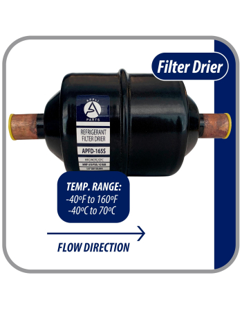 Appli Parts liquid line refrigerant ac filter dryer hvac refrigeration 165S 5/8 in ODF Sweat connection universal unidirectional 6 in long 3 in wide APFD-165S
