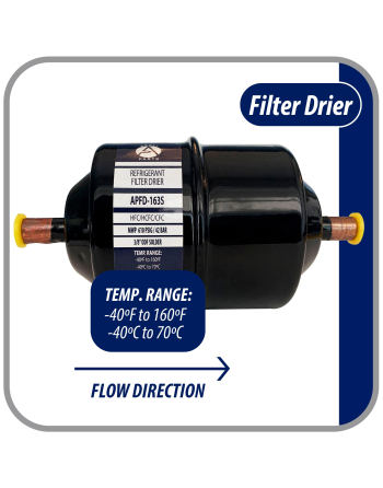 Appli Parts liquid line refrigerant ac filter dryer hvac refrigeration 163S 3/8 in ODF Sweat connection universal unidirectional 7 in long 3 in wide APFD-163S

