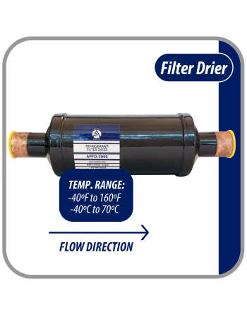 Appli Parts liquid line refrigerant ac filter dryer hvac refrigeration 309S 1-1/8 in ODF Sweat connection universal unidirectional 11 in long 3 in wide APFD-309S

