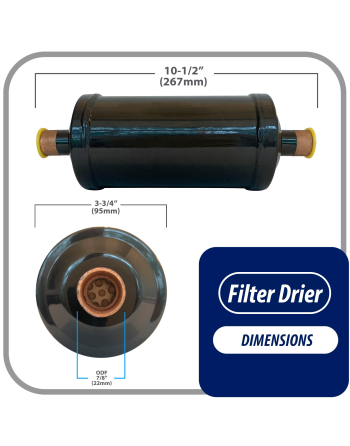 Appli Parts liquid line refrigerant ac filter dryer hvac refrigeration 417S 7/8 in ODF Sweat connection universal unidirectional 10-1/2 in long 3-3/4 in wide APFD-417S

