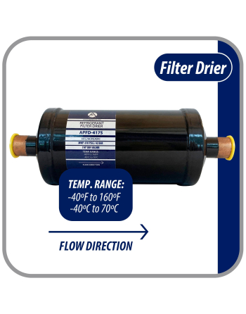 Appli Parts liquid line refrigerant ac filter dryer hvac refrigeration 417S 7/8 in ODF Sweat connection universal unidirectional 10-1/2 in long 3-3/4 in wide APFD-417S

