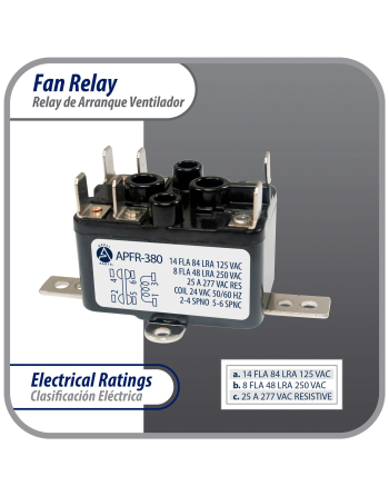 90-380 Appli Parts Heavy Duty Switching Fan Relay 24 VAC Coil SP Normally Open an SP Normally Closed AC and heating Furnace blower relay Universal fit multi position bracket APFR-380
