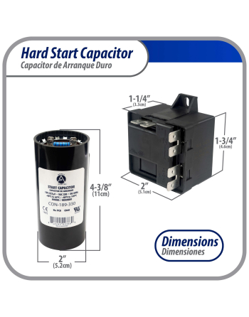 Appli Parts Hard Start kit for air conditioner includes Capacitor 189-227MFD 330V and Potential Relay for 3.5-4.5 Ton air Conditioner scroll and reciprocating compressors 208-265 Volts 1Ph APHS-2
