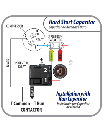 Appli Parts Hard Start kit for air conditioner includes Capacitor 189-227MFD 330V and Potential Relay for 3.5-4.5 Ton air Conditioner scroll and reciprocating compressors 208-265 Volts 1Ph APHS-2
