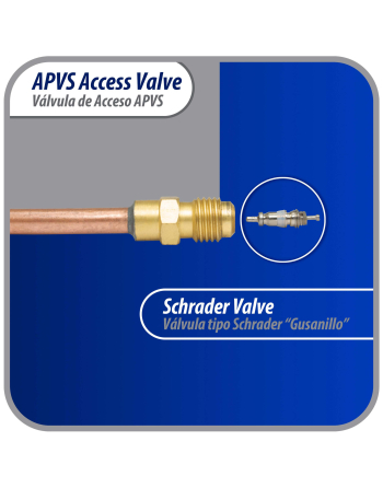 Appli Parts Access Schrader Valve 1/4 SAE x 1/4 OD x 2 inch Copper Stem with Valve Core and Cap with gasket and core remover for AC and refrigeration systems APVS-14142