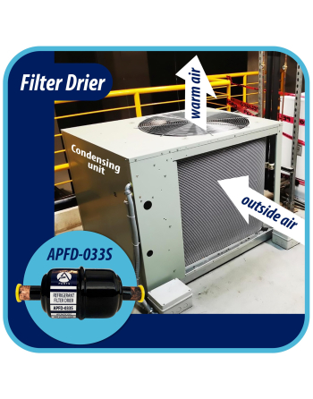 Appli Parts liquid line refrigerant ac filter dryer hvac refrigeration 033S 3/8 in ODF sweat solder connection universal unidirectional 4-1/2 in long 1-3/4 in wide APFD-033S


