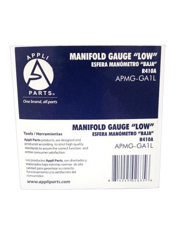 Appli Parts Replacement Manifold Gauge for Low Side R410A 1/4 in SAE connection refrigeration air conditioning universal replacement HVAC tools APMG-GA1L