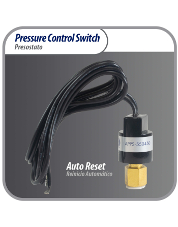 Appli Parts Pressure control switch Hi Open 550 psi Close 450 psi 39-3/8in cable SPST 1/4in female connection Automatic Reset universal air conditioning applications APPS-550450