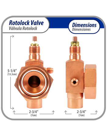 Appli Parts Rotolock Valve V07 1-3/4 in x 7/8 in ODF solder connection Universal replacement valve will work for refrigeration and air conditioning systems APRV-VA07
