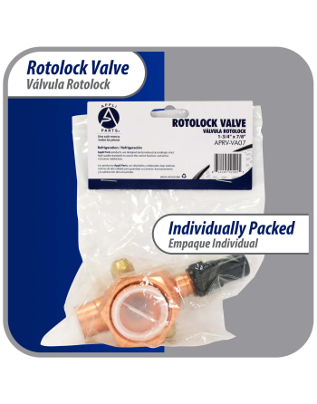 Appli Parts Rotolock Valve V07 1-3/4 in x 7/8 in ODF solder connection Universal replacement valve will work for refrigeration and air conditioning systems APRV-VA07
