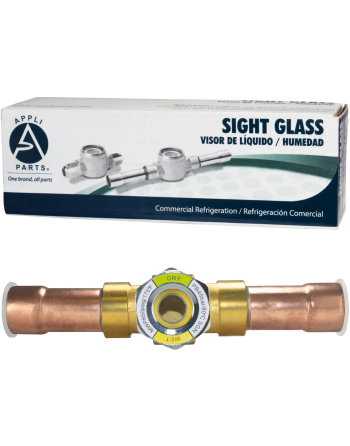 Appli Parts Sight Glass liquid moisture indicator with 3/4 x 3/4 in ODF Solder connections take-apart body type suitable for CFC HCFC HFC refrigerants APSG-34S