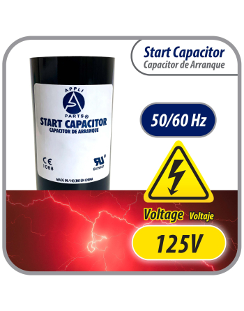 Appli Parts motor start capacitor 300-360 Mfd (microfarads) uF 110-125VAC universal fit for electric motor applications 1-7/16 in Wide 3-3/8 in Height CON-300-110
