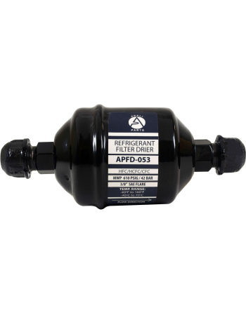 Appli Parts liquid line refrigerant ac filter dryer hvac refrigeration 053 3/8 in SAE Flare connection universal unidirectional 4-1/2 in long 2 in wide APFD-053

