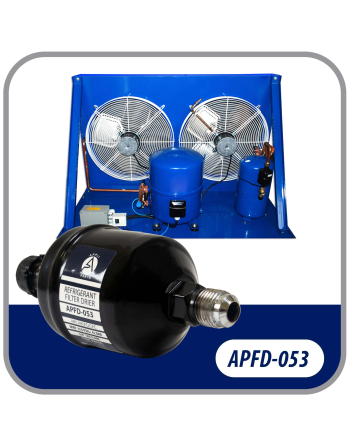 Appli Parts liquid line refrigerant ac filter dryer hvac refrigeration 053 3/8 in SAE Flare connection universal unidirectional 4-1/2 in long 2 in wide APFD-053


