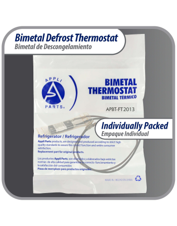 Appli Parts Bimetal Thermostat Asian Type 2 Wire Open 55F and Close 32F, with brown and black wires, Model APBT-S2013 Reference BIM-2013 / Thermodisc