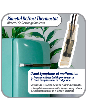 Appli Parts Bimetal Thermostat Asian Type 2 Wire Open 55F and Close 32F, with brown and black wires, Model APBT-S2013 Reference BIM-2013 / Thermodisc