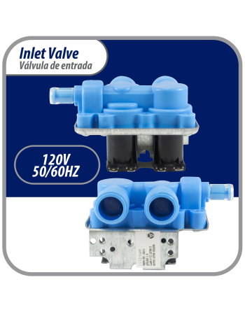 WH13X81 Appli Parts inlet water valve for washing machine 2 x 3/4 NPT Inlet 1 x 1/2 Outlet 110-120V 50/60Hz Universal replacement for General Electric and other brands APIV-2111