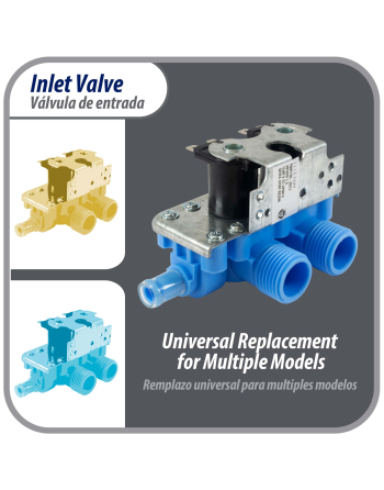 WH13X81 Appli Parts inlet water valve for washing machine 2 x 3/4 NPT Inlet 1 x 1/2 Outlet 110-120V 50/60Hz Universal replacement for General Electric and other brands APIV-2111