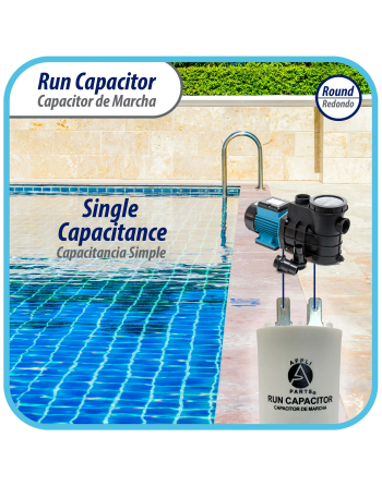 Appli Parts Run Capacitor for electric motors 40 Mfd uF (microfarads) 250VAC Plastic Case with terminals CBB60 Round Universal fit water pumps and others 4-1/4 in High 1-3/4 in Wide CON-40-250-P