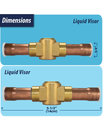 Appli Parts Sight Glass liquid moisture indicator with 3/4 x 3/4 in ODF solder connections with Solid Body suitable for CFC HCFC HFC refrigerants APSG-34AS
