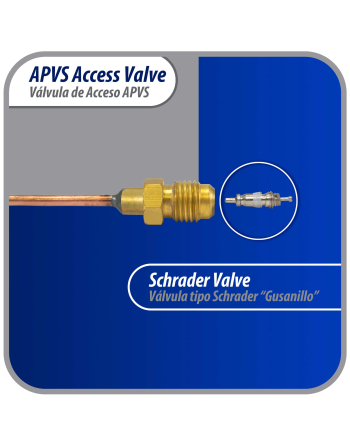 Appli Parts Access Schrader Valve 1/4 SAE x 1/8 OD x 2 inch Copper Stem with Valve Core and Cap with gasket and core remover for AC and refrigeration systems APVS-14182