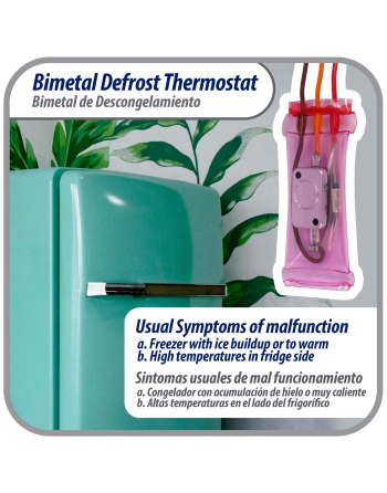 Appli Parts Bimetal Thermostat Asian Type 3 Wire Open 54F Close 23F Fuse 162F Orange / Red / Brown, Model APBT-S2008FP Reference BIM-2008 / Thermodisc