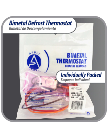 Appli Parts Bimetal Thermostat Asian Type 3 Wire Open 54F Close 23F Fuse 162F Orange / Red / Brown, Model APBT-S2008FP Reference BIM-2008 / Thermodisc