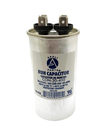 Appli Parts Run Capacitor for ac 30 Mfd uF (microfarads) 370 VAC or 450 VAC CBB65 Round Universal fit for hvac and other applications in High in Wide CON-30-450