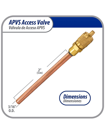 Appli Parts Access Schrader Valve 1/4 SAE x 3/16 OD x 2 inch Copper Stem with Valve Core and Cap with gasket and core remover for AC and refrigeration systems APVS-143162