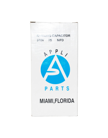 Appli Parts Run Capacitor for ac 75 Mfd uF (microfarads) 370VAC CBB65 Oval Universal fit for hvac and other applications 2-3/4 in Wide 1-3/4 in Depth 5-3/4 in Height CON-75-370
