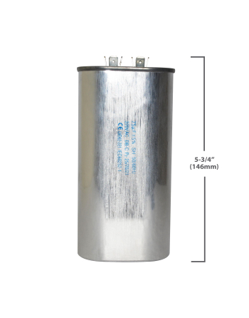Appli Parts Run Capacitor for ac 75 Mfd uF (microfarads) 370VAC CBB65 Oval Universal fit for hvac and other applications 2-3/4 in Wide 1-3/4 in Depth 5-3/4 in Height CON-75-370
