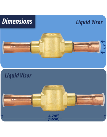 Appli Parts Sight Glass liquid moisture indicator with 1/2 x 1/2 in ODF solder connections with Solid Body suitable for CFC HCFC HFC refrigerants APSG-12AS
