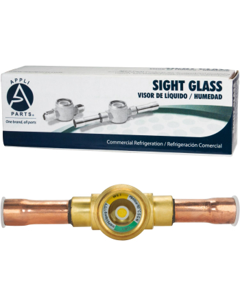 Appli Parts Sight Glass liquid moisture indicator with 1/2 x 1/2 in ODF solder connections with Solid Body suitable for CFC HCFC HFC refrigerants APSG-12AS