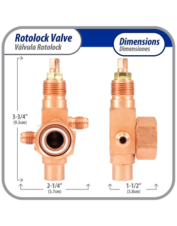 Appli Parts Rotolock Valve V06 1 in x 1/2 in ODF solder connection Universal replacement valve will work for refrigeration and air conditioning systems APRV-VA06