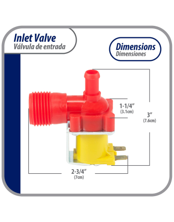 Appli Parts Single Water Inlet Solenoid Valve for Refrigerators and Ice Makers 0.95a 110-120v 50/60hz APVI-1111